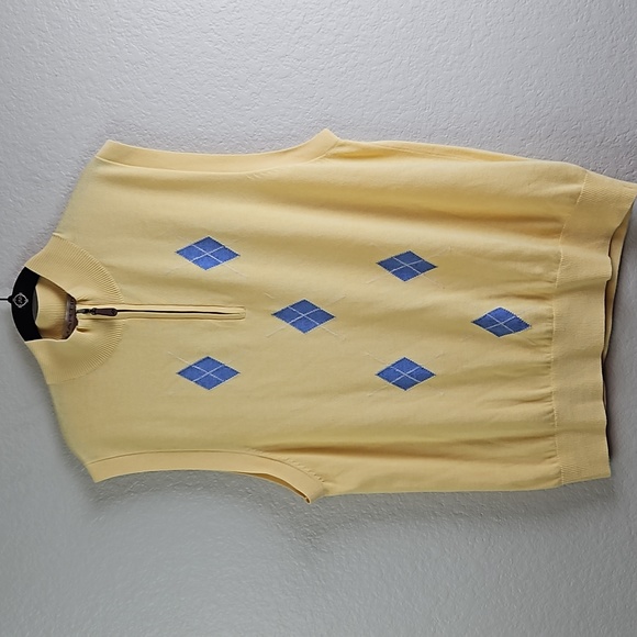 Martin | Men's 1/4 Zip Merino/Cotton Argyle Whisper Rock Golf Club Vest Sz L - Picture 2 of 10